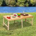 Foldable Boho Wooden Picnic Table, No Assembly Required Portable Outdoor Indoor Low Picnic Table for Floor Seating, Beach, Camping, BBQ, Backyard, 48" x 24", Seats 46 People