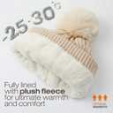 WOOH Womens Beanies for Winter,Knit Hat with Faux Fur Pom Pom Beanie for Women,Warm Fleece Lined,Less Static Beige