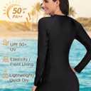 Daci Women Long Sleeve Rash Guard One Piece Boyleg Swimsuit Zipper Surfing Bathing Suit UPF 50+ (M)