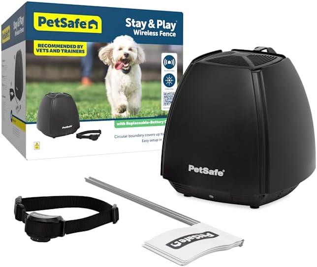 PetSafe Stay & Play Wireless Fence with Replaceable Battery Collar for Dogs