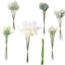 Floroom Artificial Greenery Stems Box Set, 97pcs with 6 Kinds of Faux Greenery Flowers Picks for DIY Bridal Bouquets Wedding Floral Arrangement Table Centerpieces, Sage Green & White