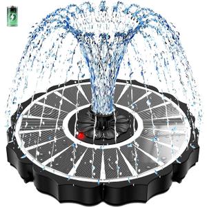 SZMP Solar Fountain, Works in Cloudy with 2000mAh Battery Backup, Glass Solar Powered Bird Bath Fountain with Smart Status Indicators, 3.5W, 8 Nozzles, for Garden, Outdoor (White)