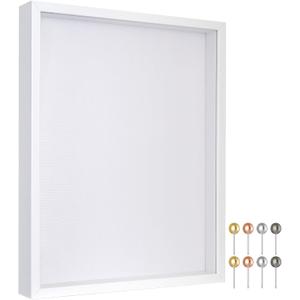 Califortree 11x14 Shadow Box Frame with Soft Linen Back - Metal Push Pins Included, Memory Large Shadow Box Display Case for Bouquet Awards Medals Wedding Photos and More, White