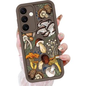 KANGHAR Brown Case for Samsung Galaxy S25 Plus Case, Cute Mushroom Art Design Soft TPU Shockproof Protective for Women Girls Slim Phone Cover-Brown
