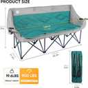 3 Person Camping Chair Oversized 900 Lbs Outdoor Lawn Loveseat Chair Padded Folding Chairs for Adults Heavy Duty Soccer Chair w/Cup & Wine Glass Holder for Outside Picnic, Beach, Sports, 21.2 x 76.38 x 37 inches