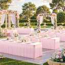 6ft Pink Spandex Tablecloths for Rectangle Tables Wrinkle Free Pink Table Cloth Rectangle Stretch Fitted Table Cover with Skirt for Baby Shower Girl Birthday Party Wedding Banquet Buffet Event