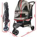 ROODO Escort 3 Wheel Dog Cat Pet Stroller for Small/Medium Dogs Cats Best Lightweight Foldable Portable Compact Jogger All Terrain Travel Pet Gear System Puppy Doggie Bunny Kitty Stroller(Grey)