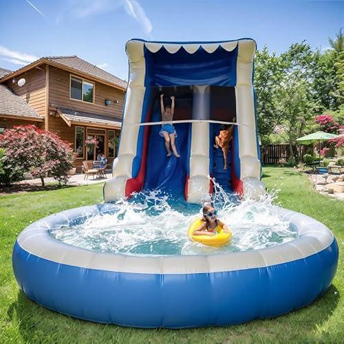 Inflatable Water Slide for Adults & Kids - 24FT Giant Commercial Water Slide Bounce House with Blower & Bigger Splash Pool - Backyard Outdoor Fun