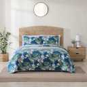 Tommy Bahama - King Quilt Set, Reversible Cotton Bedding with Matching Shams, Medium Weight, Oeko-Tex Certified (Southern Breeze Dark Blue)