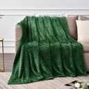 BEDELITE Fleece Throw Blanket for Couch 3D Ribbed Jacquard Soft and Warm Decorative Fuzzy Blanket Cozy, Fluffy, Plush Lightweight Green Throw Blankets for Bed, Sofa, 50x60 inches