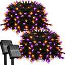 2 Pack Solar Halloween Lights,78FT 200LED Orange & Purple Halloween Lights,Solar Light Outdoor with 8 Modes Waterproof for Bedroo Patio Garden Party Yard Decoration