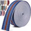Webbing 1.5 Inch Royal Blue-Orange Stripes - 6 Yards Webbing Straps for Bags -Polycotton Jacquard Webbing Nylon Ribbon 1 1/2 Inch for Bag Purse Hanging Belt Tote Straps
