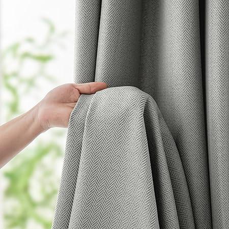 jinchan Room Darkening Curtains for Bedroom Herringbone Curtains 84 Inch Length for Living Room, Modern Farmhouse Curtains Window Treatment Drapes Grommet Top 2 Panels Gray jinchan Room Darkening Curtains for Bedroom Herringbone Curtains 84 Inch Length for Living Room, Modern Farmhouse Curtains Window Treatment Drapes Grommet Top 2 Panels Gray