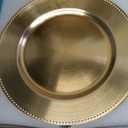 MAONAME Gold Charger Plates Set of 12, 13" Plastic Plate Chargers with Beaded Rim, Electroplated Charger for Dinner Plates, Round Chargers for Table Setting, Wedding Decor