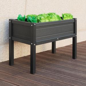 Small HDPE Raised Garden Bed, Elevated Planter Box with Legs, Outdoor Weather-Resistant Garden Box for Seeds, Herbs, Flowers, Vegetables(Black)