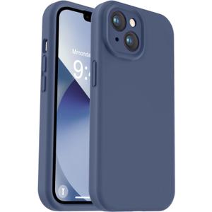 Vooii Compatible with iPhone 13 Case, Liquid Silicone Upgrade [Camera Protection] [Soft Anti-Scratch Microfiber Lining] Shockproof Phone Case for iPhone 13 6.1 inch - Navy Blue