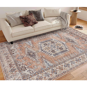 Valenrug Washable Rug 5'x7' Ultra-Thin Antique Area Rug Stain Resistant, Peach