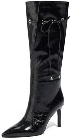 Tasteall Fold Over Boots for Women, Wide Calf Slouchy Boots, Chunky Platform Boots with Mid Calf Size 9.5