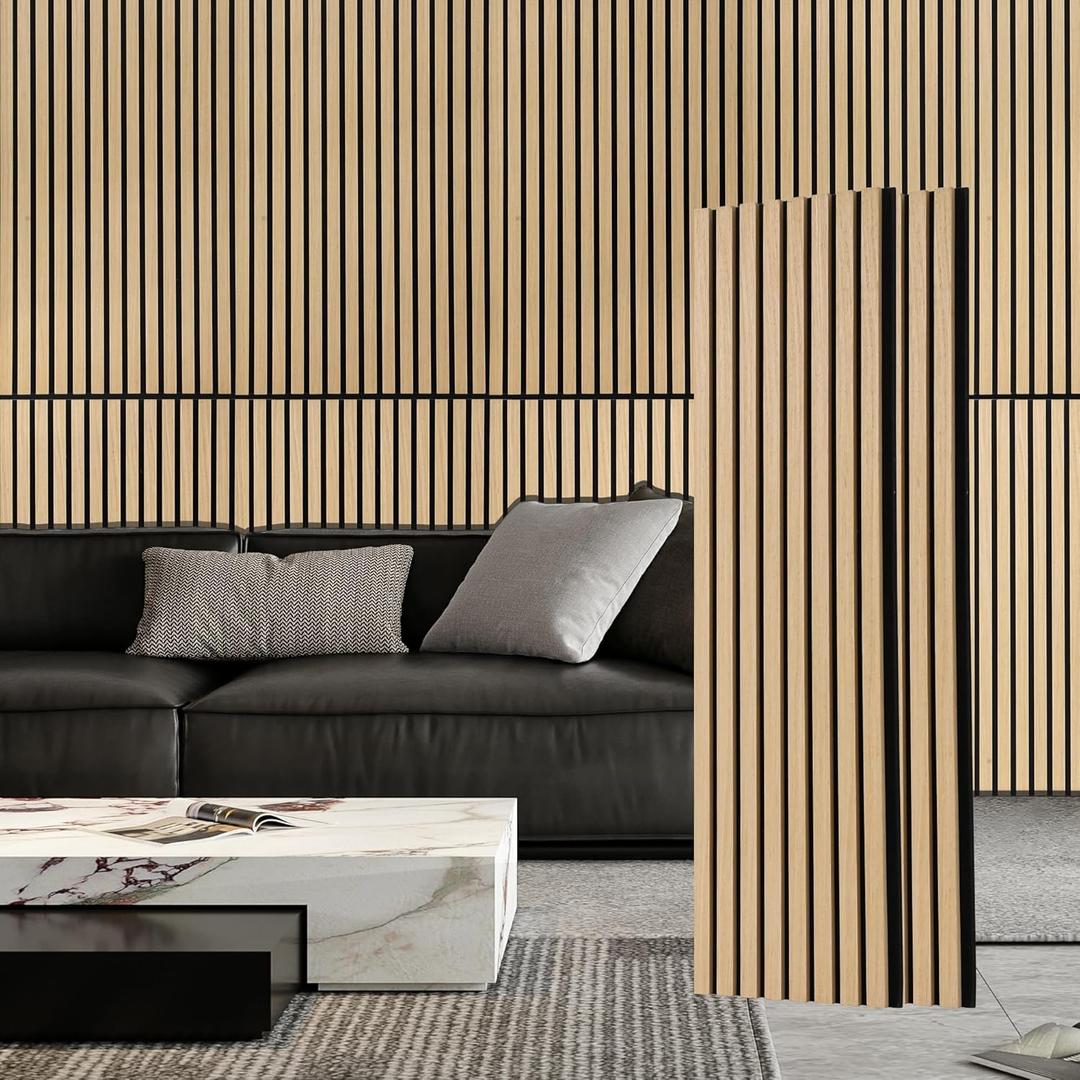 FORTUNO 2 Pcs Wood Panels for Wall and Ceiling - Decorative Fluted Slat Wall Paneling, Sound Absorbing Acoustic Panels for Studio, Living Room, 47.2"11.8", White Oak : Musical Instruments