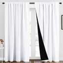 NICETOWN 100% Blackout Window Curtains, Cold and Full Light Blocking Drapes with Black Liner for Nursery, 84 Inches Thermal Insulated Draperies for Living Room (Pure White, 2 Pieces, 70 inches Wide)
