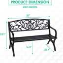 FDW | 50" Outdoor Garden Bench | Black | 485lbs Load Capacity, Floral Pattern