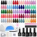 Beetles Gel Nail Polish Kit with U V Light, Beetles Four Seasons Glow 32 Colors Gel Polish 54 Pcs Nail Kit with Base and Matte&Glossy Top Coat Soak Off DIY Art Manicure Gifts for Women Teens Girls