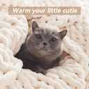 Negwoo Chunky Knit Throw Blanket, 50''*60'' Knitted Throw Chenille Yarn for Bed Couch, Handmade Cream Crochet Big Thick Blanket, Machine Washable Cute Comfy Blanket for Home Decor