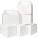 Happyhiram 30 CT Large Welcome Boxes with Handles White, 9x6x6 Gable Gift Easter Boxes Cardboard Paper Party Favor Boxes Barn Style Carry Out Box Recyclable Paper Gift Packaging Boxes for Food Box Lunch Cookies Donuts Baby Shower Bridal Shower Wedding