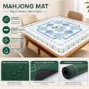 Watercolor Blue Hydrangea Floral Mahjong Mat, Non-Slip Noise Reduction Square Game Table Pad, Light Pastel Flower Border Print Portable Play Mat for Mahjong Tiles Poker Dominoes