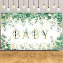 Ecomore Girl Boy Sage Green Baby Shower Decorations 247 PCS (25 Guest) Boho Greency Party Supplies with Paper Plate Napkin Cup Cutlery & Tablecloth Oh Baby Backdrop Balloon Kit for Gender Reveal Decor