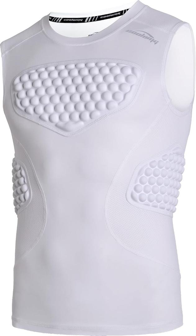 COOLOMG Youth Baseball Chest Protector Padded Compression Shirt Sleeveless Softball Football Lacrosse Rib Heart Sternum Guard, Large