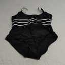 Aleumdr Women's Color Block One Piece Athletic Swimsuit Sports Tummy Control Cheeky High Cut Bathing Suits (Black), Size: XL