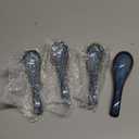 Geiserailie 4 Pieces Asian Ceramic Soup Spoons Set Long Handle Chinese Spoons Retro Blue Japanese Ramen Bowl Soup Spoon Suitable for Gravy, Cake, Oatmeal, Dumplings