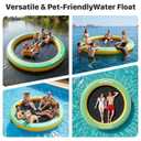 Water Hammock Inflatable Floating Dock,10FT Round Floating Ring with Bounce Mesh, Inflatable Pool Raft Platform for Lake Beach Ocean Island Water Relaxation,Green