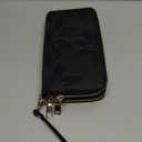 GOIACII Women's Wallet Large Capacity Double Zip Ladies Card Phone Holder RFID Blocking Wristlet Leather (A01 Black)