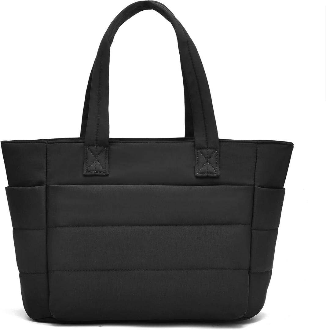I IHAYNER Tote Bag for Women Lightweight Quilted Puffy Shoulder Handbag for Travel Work with Functional Compartments