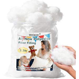 Welacer Pillow Stuffing 2.3lbs/36.8oz, Polyfill Stuffing for Stuffed Animals, Crafts, DIY Plush Toys, Back Cushions, Cloud Decoration, All-New Material Premium White Polyester Filling for Crochet