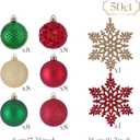 Valery Madelyn Christmas Tree Decorations Ornament Set, 50ct 2.36 Inches Red Green and Gold Shatterproof Christmas Ball Ornaments Hanging Xmas Holiday Party Decor (Large)