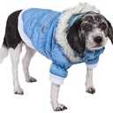 ET LIFE Classic Metallic Fashion Pet Dog Coat Jacket Parka w/ 3M Insulation and Removable Hood, Medium, Sky Blue, Medium