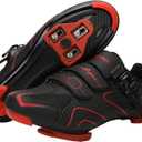 Unisex Cycling Shoes Compatible with pelaton Indoor Road Bike Riding Shoes for Men and Women Delta Cleats Clip Outdoor Pedal (Black-red), Size: 14 Women/11 Men