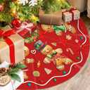 Christmas Tree Skirt 48 Inch Xmas Winter Tree Skirt Christmas Tree Skirt Collar Gingerbread Man Xmas Decorative Tree Mat Rustic Christmas Decorations for Home Office Winter Holiday Party Decor