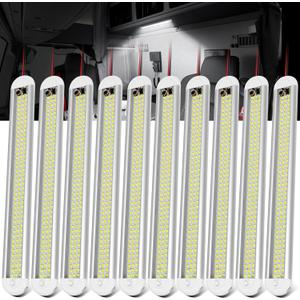 12v LED Interior Light BarCT CAPETRONIX 120LEDs 1500LM 8W DC 12 Volt led Strip Lights with ON/Off Switchfor Enclosed Cargo Trailer, Car RV Van Truck Lorry Camper Boat Caravan Motorhome (10Pack)