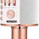 BONAOK Wireless Bluetooth Karaoke Microphone,3in1 Portable Handheld Karaoke Mic Speaker Machine Home Party Birthday for All Smartphones PC(Q37 Rose Gold)