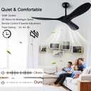 52" Ceiling Fans with Remote Control without Light, Modern Reversible DC Motor Indoor Outdoor 3 Blade Ceiling Fan for Patio, Bedroom and Farmhouse (Black)