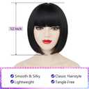 Black Bob Wig with Bangs Short Straight Bob Wigs for Women Heat Resistant Synthetic Bangs Wig for Daily Party Cosplay Use(12 Inch)