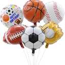 6 pcs Sports Balloons Birthday Party Supplies, Basketball, Baseball, Football, Volleyball and Soccer Foil Balloon Birthday Party Sports Balloon for Baby Shower Sports Themed Party Decoration Supplies