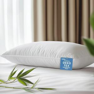 Hypoallergenic Bamboo Viscose Breathable Pillow withDown Alternative Filling, Standard/Queen Size, Fluffy Luxury Hotel Quality, Oeko-Tex Certified, Machine Washable (Queen (Pack of 1))