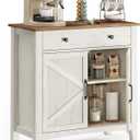 VASAGLE LIRY Collection - Buffet Cabinet, Coffee Bar Cabinet with a Drawer, Adjustable Shelf, Sideboard Storage with Cable Hole, Drawer Divider, Rustic White and Honey Brown UBBK341W01