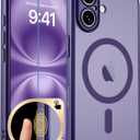 zapica Magnetic for iPhone 16 Case, Upgraded [Camera Control Button] [Full Camera Protection] [with 1 Screen Protector] Translucent Matte Shockproof Protective Phone Cover, Deep Purple