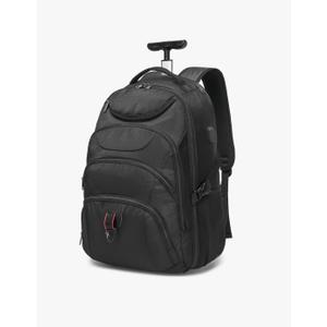 Boavan Rolling Backpack,17 inch Water Resistant Wheeled Backpack,Carry on Luggage Business Bag, Overnight College Computer Trolley Suitcase for Men Women Adults to Travel，Black